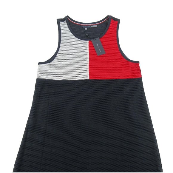 Tommy Hilfiger Swim Dress Cover-Up Mesh Navy Blue Red White Size S/M NEW $78 - Picture 1 of 13